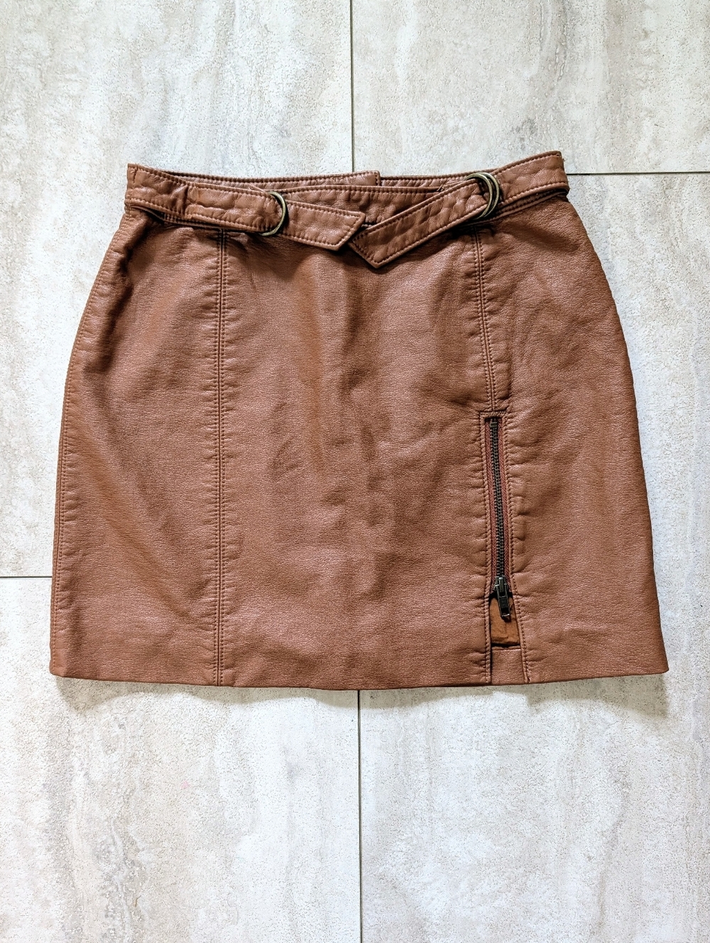 Free People Cognac Midnight Magic Vegan Leather Mini Size 0